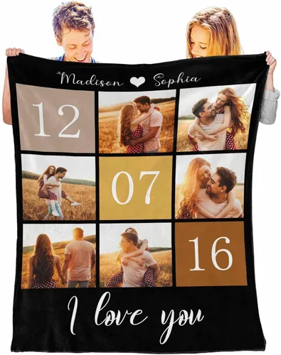Miniatura 8 de D-Story Mantas personalizadas con fotos, regalos personalizados para parejas, regalos de aniversario y cumpleaños para esposa, marido, novia, novio