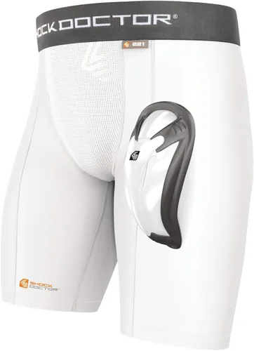 Shock Doctor Pantalones cortos de compresión para adultos con copa protectora Bio-Flex para béisbol, hockey, sóftbol, lacrosse, fútbol y fútbol