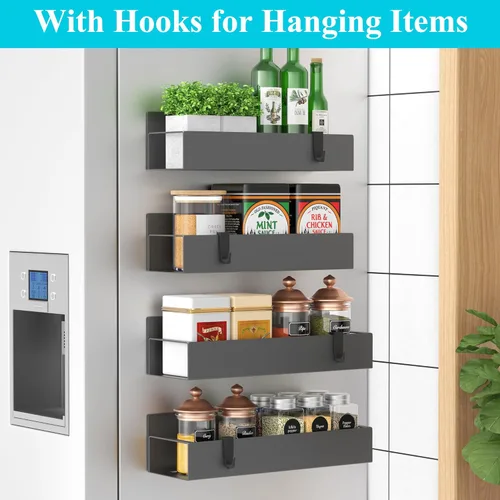 Miniatura 3 de HuggieGems Paquete de 4 Organizadores Magnéticos de Almacenamiento de Especias para Refrigerador y Horno, Organizadores y Almacenamiento de Nevera