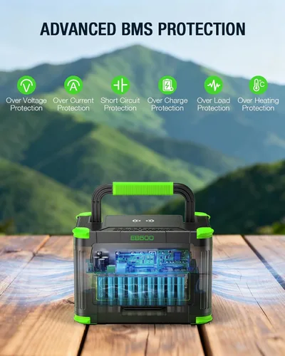 Miniatura 3 de Estación de energía portátil de 500 W, 519.48 Wh/140400 mAh, generador solar, batería de litio de reserva, fuente de alimentación con 2 salidas