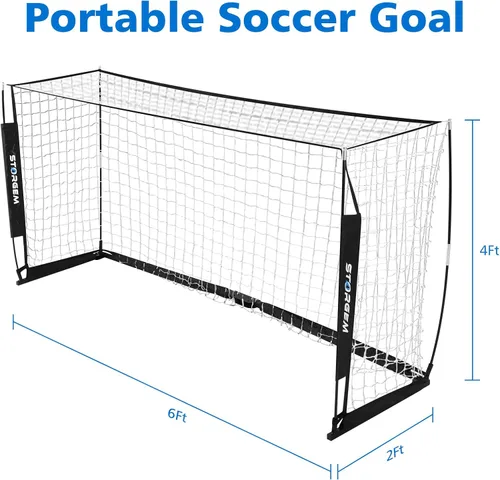 Miniatura 7 de Storgem Portería de Fútbol, Red de Fútbol, Porterías de Fútbol para Patio Trasero, con Marco de Lazo, Base Metálica Plegable y 15 Conos