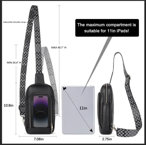 Miniatura 5 de CLUCI Bolso bandolera para mujer, bolso cruzado de cuero para mujer, a la moda, riñonera para hombres y mujeres, mochila grande para el pecho