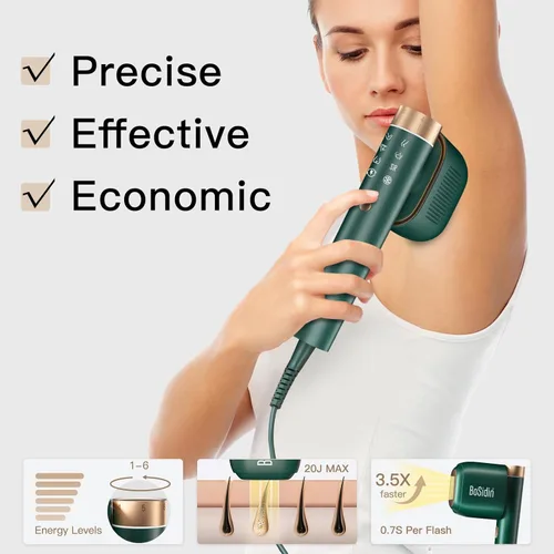 Miniatura 4 de Depilación láser, BoSidin depilación IPL con enfriamiento de hielo sin dolor, rejuvenecimiento facial SR 2 en 1, 6+1 modos, 6 niveles de depilación