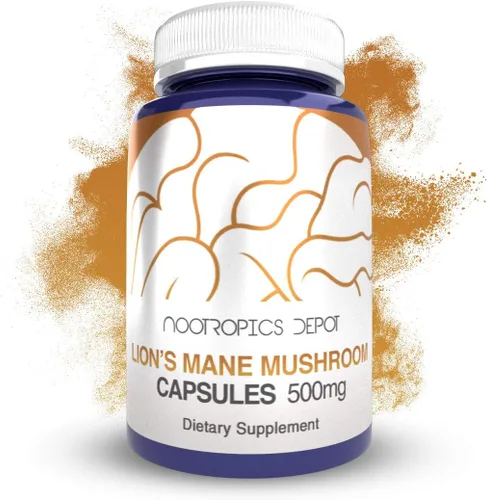 Nootropics Depot Cápsulas de hongos melena de leones | 500 mg | 60 unidades | Hericium erinaceus | Extracto de hongos fructíferos | Suplemento para