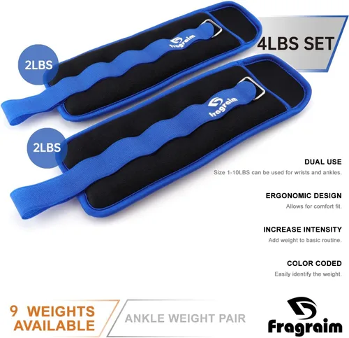 Miniatura 3 de Fragraim - Juego de pesas de tobillo para mujeres, hombres y niños, ideal para entrenamiento de fuerza para muñeca/pierna/brazo, correa ajustable, 1