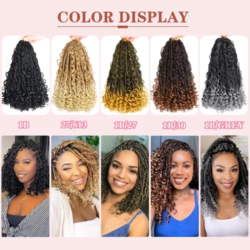 Miniatura 6 de Extensiones de cabello sintético de trenzas de ganchillo Goddess de 10 pulgadas para mujeres negras, 8 paquetes, 3 unidades, con rizos y rizos