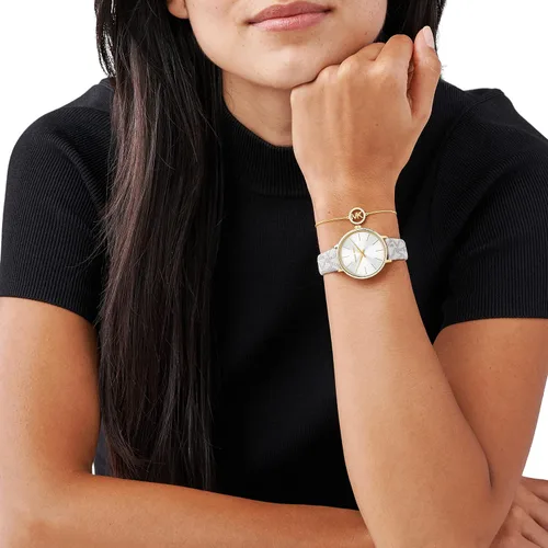 Miniatura 4 de Michael Kors Mini reloj Pyper de dos manos de acero inoxidable para mujer, Vainilla, Reloj de cuarzo