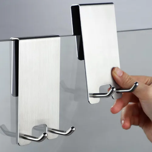 Miniatura 9 de Taozun Ganchos para puerta de ducha – Ganchos para toallas para baño de vidrio sin marco, gancho para escobilla de escobilla, gancho sobre vidrio