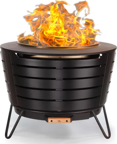 Miniatura 9 de TIKI Fogata social sin humo de 20 pulgadas, hoguera portátil para exteriores con base de ceniza extraíble, soporte y cubierta de tela, moderna