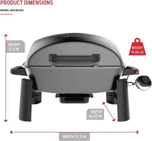 Miniatura 8 de Nexgrill Parrilla de gas propano portátil de 1 quemador con tapa, encendido piezoeléctrico, 10,000 BTU, 183 pulgadas cuadradas, parrilla de mesa