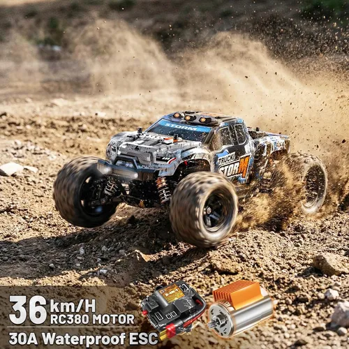Miniatura 2 de Autos RC 1:18 4x4 Camión monstruo de alta velocidad para niños y adultos, vehículo de control remoto todoterreno de 22.4 mi/h, camión RC impermeable