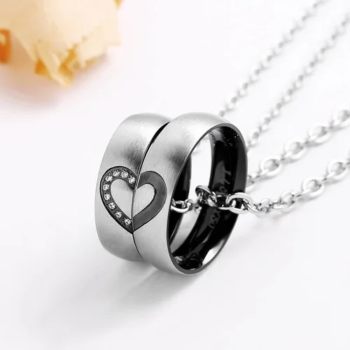 Miniatura 5 de ANAZOZ Anillo de compromiso de acero inoxidable para parejas y matrimonios con amor real para él y ella, 0.236 in