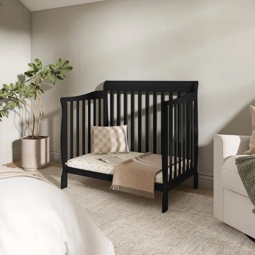 Miniatura 8 de Dream On Me Aden, Mini cuna convertible 4 en 1 en color negro, con certificado Greenguard Gold