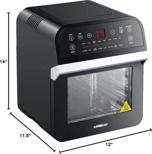 Miniatura 8 de GoWISE USA GW44800-O Freidora de aire eléctrica de lujo de 12.7 cuartos de galón, 15 en 1, con asador y deshidratador + 50 recetas QT, negro/plata