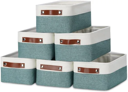 Miniatura 57 de DULLEMELO Juego de 4 cubos de almacenamiento, cesta de almacenamiento de tela para estantes, armario, cuarto del bebé, almacenamiento de juguetes