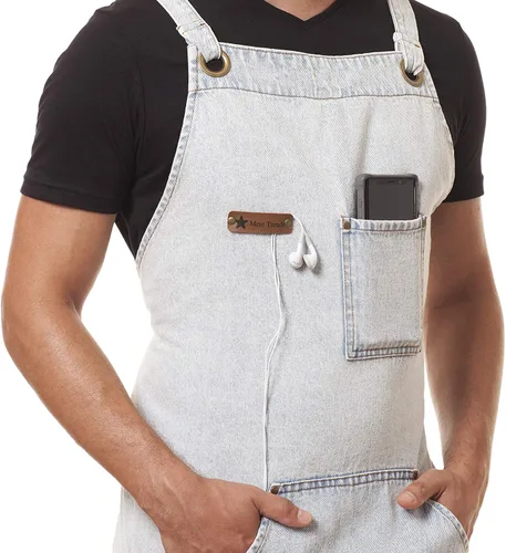 Miniatura 7 de Delantal de cocina profesional diseñado para cocina, barbacoa, parrilla, 10 onzas, babero ajustable para mujeres y hombres, con lazo para toalla