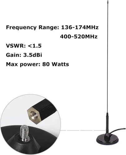Miniatura 4 de TYT TH-8600 Mini 25 Watt Dual Band Amateur Radio Base W/Magnetic Base Antenna, IP67 Waterproof Radio VHF: 144-148mhz (2m) UHF:420-450mhz (70cm) Car