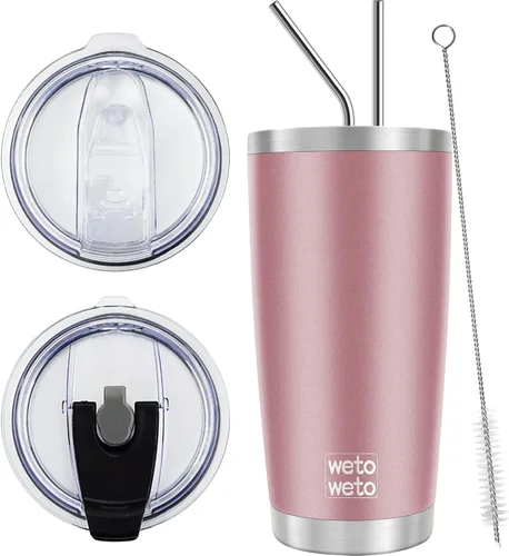 Miniatura 39 de WETOWETO - Vaso de viaje con aislamiento de 20 onzas, de acero inoxidable, con doble pared, a prueba de fugas, taza de café con revestimiento
