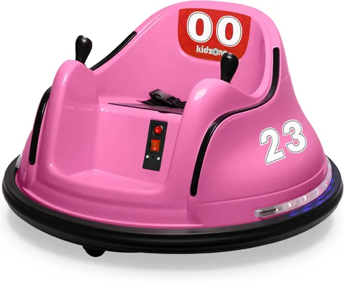 Kidzone Coche Chocador Eléctrico de 6V para Niños y Niños Pequeños de 1.5-6 Años, Juguete de Choque para Bebés con Calcomanías DIY de Regalo con Rosa