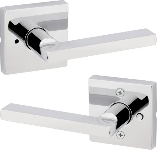 Miniatura 25 de Kwikset Halifax Manija interior de puerta de privacidad con cerradura, manija de puerta para baño y dormitorio, cerradura de botón de presión sin