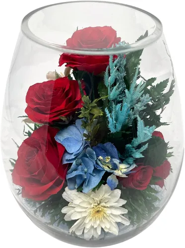 Miniatura 2 de Fiora Flower Rosas preservadas y arreglo floral en jarrón de vidrio sellado Dura hasta 5 años Regalo elegante para bodas, cumpleaños y Rojo