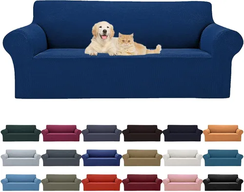 Miniatura 12 de Cupuamon Funda elástica para sofá de 1 plaza, funda protectora de muebles con parte inferior elástica de tela jacquard a cuadros pequeños para Beige