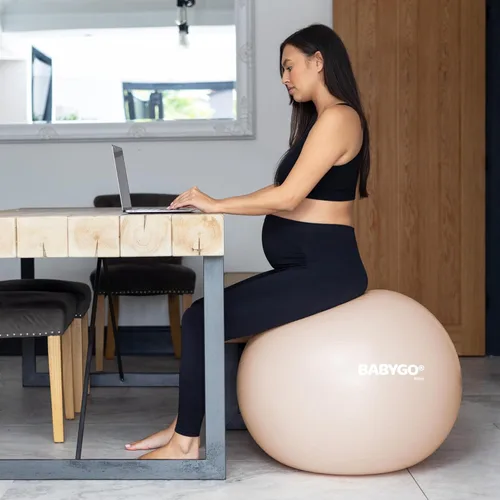 Miniatura 8 de BABYGO Pelota de Parto – Juego de pelota y libro de yoga para embarazo, trabajo de parto y ejercicio con enfoque en trimestres, fisioterapia