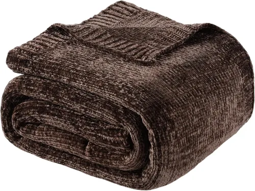 Miniatura 10 de BATTILO HOME Manta de Chenille Verde Oliva para Sofá, Acogedora Manta de Punto para Cama, Sofá, Exteriores, Súper Suave y Cálida, Mantas de Chenille