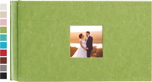 Miniatura 19 de potricher Álbum de fotos pequeño de 4 x 6 pulgadas, 200 fotos, cubierta de cuero, libro de fotos con 200 bolsillos horizontales para familia, boda
