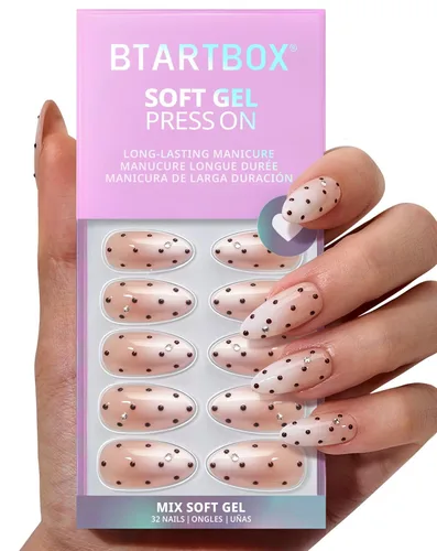 Miniatura 27 de BTArtbox Uñas Postizas Blancas Cortas a Presión - Uñas Postizas de Gel Suave en Forma de Almendra, Uñas Blancas con Pegamento para Uñas, Uñas