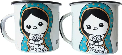 Miniatura 2 de BY MEXICO Mexican Designs Pocillo de Peltre Duo - Tazas esmaltadas, 12 onzas