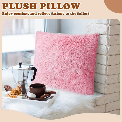 Miniatura 6 de VitalCozy 6 fundas de almohada de piel sintética esponjosa para sofá, cojín cuadrado de 18 x 18 pulgadas, fundas de almohada decorativas de lujo
