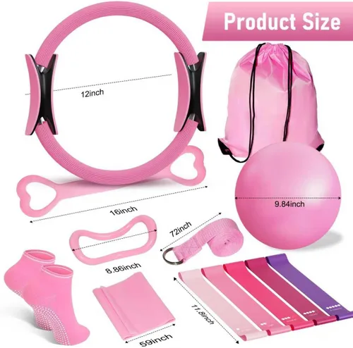 Miniatura 3 de Home Kit de pilates para mujer – Anillo de pilates de 12 pulgadas, juego de pelota y bandas de resistencia de 9 pulgadas, equipo completo de pilates