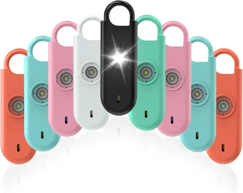 Miniatura 9 de Fauxomor Alarma de seguridad personal de 140 dB para mujeres, paquete de 12 llaveros de protección de alarma segura con luz estroboscópica con aviso