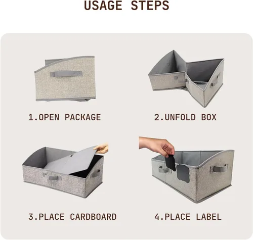 Miniatura 9 de Trapezoid Storage Bins with Label Clips,28L Large Closet Organizers and Storage,Foldable Fabric Bin with 3 Handles,Shelf Basket for