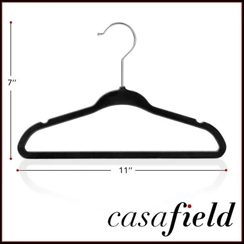Miniatura 5 de Casafield 50 perchas de terciopelo para bebé, tamaño de 11 pulgadas para ropa de bebés y niños pequeños, color negro