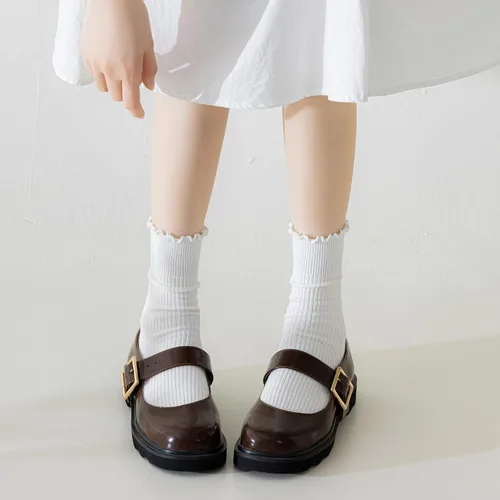 Miniatura 26 de Mcool Mary Calcetines para mujer, con volantes, estilo casual, transpirables, de punto, de algodón, con volantes, paquete de 6