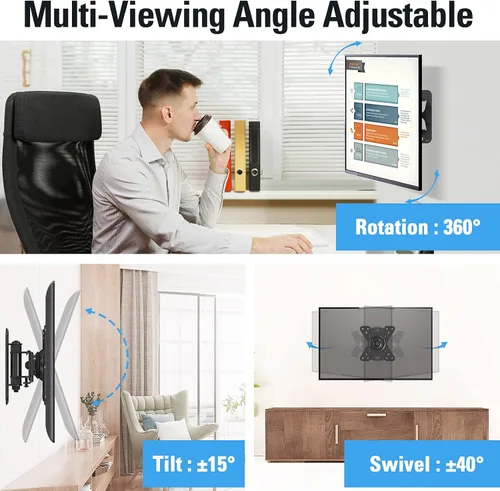 Miniatura 2 de Mounting Dream Soporte de pared para monitor para la mayoría de televisores y monitores de 10 a 26 pulgadas, soporte de pared VESA pequeño