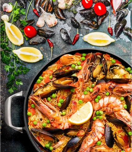 Miniatura 8 de Outset Paella para parrilla y bandeja para pizza profunda, sartén de hierro fundido con asas, 18.15 x 14.11 x 1.25 pulgadas