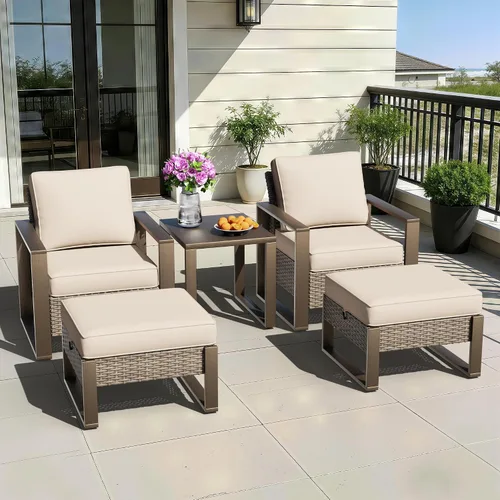 Miniatura 52 de Sofá de Mimbre Metálico para Patio de 75", Sofá Sillón de Ratán para Exteriores de 3 Asientos para Todo Tipo de Clima con Cojines Premium