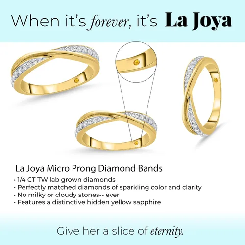 Miniatura 3 de La Joya 14 CT TW Certified Lab Created Diamond Bands for Women Solid 10k Yellow or White Gold Diamond Wedding Rings, Anniversary Bands, Promise