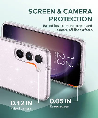 Miniatura 4 de KIOMY Funda transparente con purpurina para Samsung Galaxy S23 5G con protector de lente de cámara Diamond Sparkle y 2 paquetes de protectores