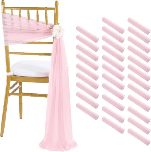 Miniatura 26 de Fanqisi 16 cintas para sillas con cintas de 8 pies de largo, cortinas de tela suave para decoración de bodas, iglesias, sillas, pasillos