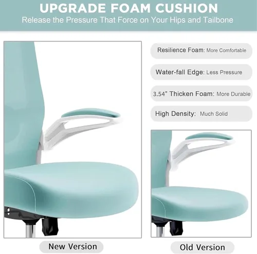Miniatura 6 de Mimoglad Silla de oficina, silla de escritorio ergonómica de respaldo alto con soporte lumbar ajustable y reposacabezas, silla giratoria con Azul