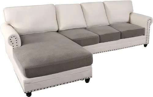 Miniatura 14 de MIFXIN Fundas para sofá modular, 3 piezas, funda de asiento de sofá de terciopelo elástico en forma de L, funda de cojín separada, protector