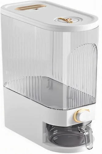 Miniatura 9 de Gagee Dispensador de arroz de 11 libras, gran contenedor de almacenamiento de granos con tapa, cilindro de medición a prueba de humedad, dispensador