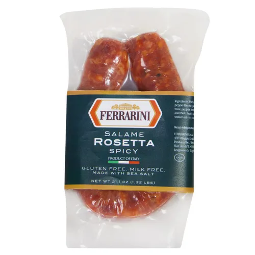 Ferrarini, Salami italiano picante, rosetta", 10.5 oz, sin lácteos, sin gluten, marca italiana premium, producto de Italia
