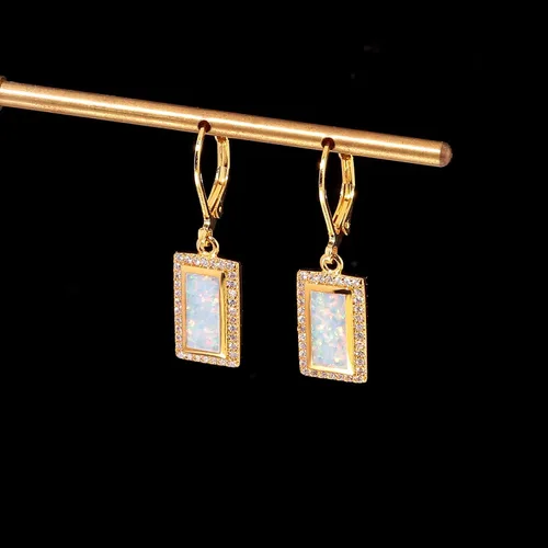 Miniatura 4 de CiNily Aretes de aro para mujer, diseño de ópalo chapado en oro blanco, joyería de regalo