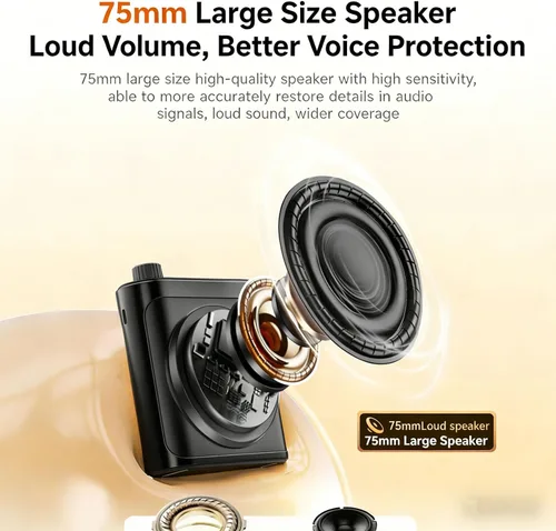 Miniatura 7 de Amplificador de voz inalámbrico, micrófono Lavalier Bluetooth con chip de reducción de ruido y magnético, para aula de enseñanza, reuniones y Negro