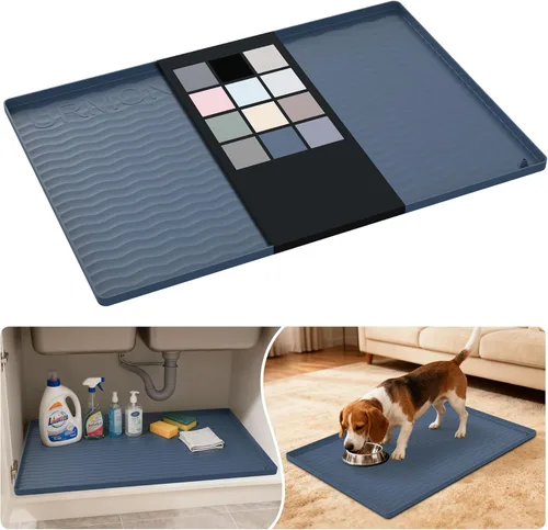Miniatura 97 de URMONA Tapete de silicona impermeable para debajo del fregadero, 34 x 22 pulgadas, forro para estante de cocina y baño, protector de gabinetes